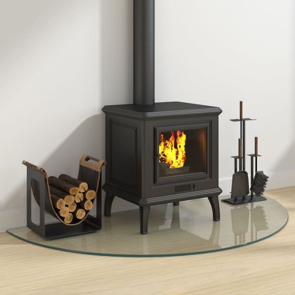 vidaXL Steklena plošča za kamin polkrožna 1200x600 mm