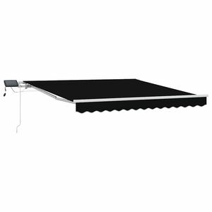 vidaXL Vlečna tenda Črna 300 x 250 cm Tkanina in aluminij