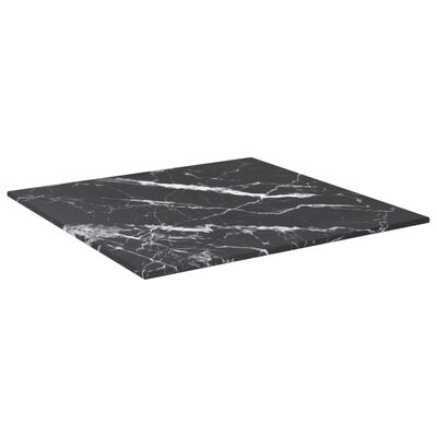 vidaXL Mizna plošča črna 40x40 cm 6 mm kaljeno steklo z marmorjem