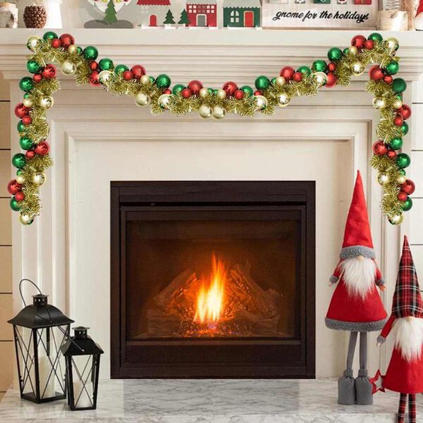 vidaXL Božična kroglica in girlanda večbarvno 186 cm Polistiren