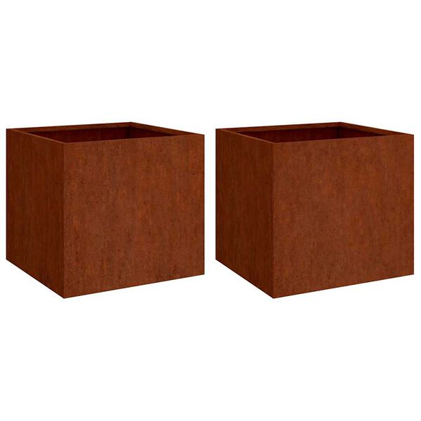 vidaXL Cvetlično korito 2 kosa 49x47x46 cm corten jeklo