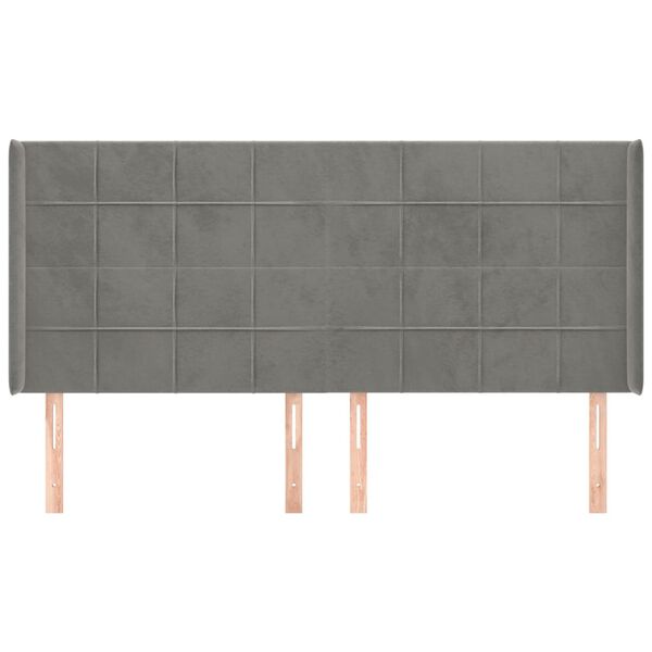 vidaXL Vzglavje z u&scaron;esi svetlo sivo 203x16x118/128 cm žamet