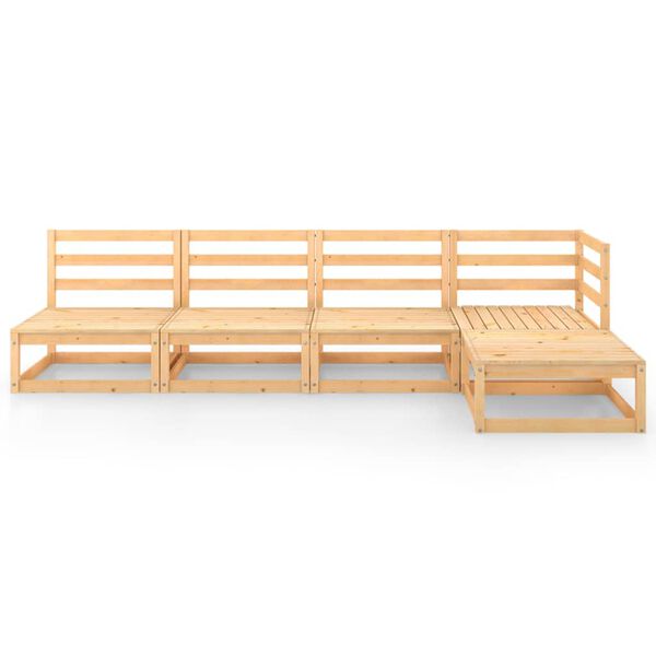 vidaXL Vrtna sedežna garnitura 5-delna trdna borovina