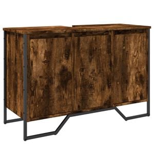 vidaXL Omarica za umivalnik dimljeni hrast 91x35x60 cm inženirski les