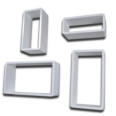 vidaXL Stenske police v obliki kocke 8 kosov bele