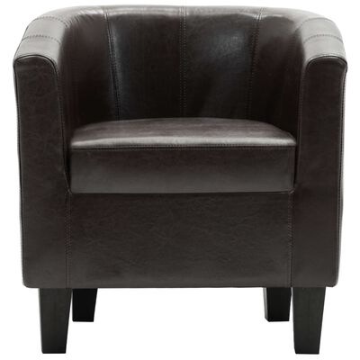 vidaXL Tubast stol iz temno rjavega umetnega usnja