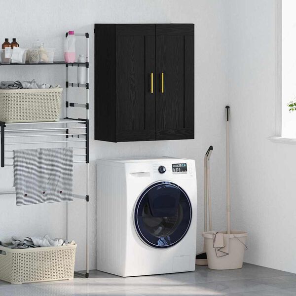 vidaXL Stenska omara Črna Orehovina 69,5 x 34 x 90 cm Konstruiran les