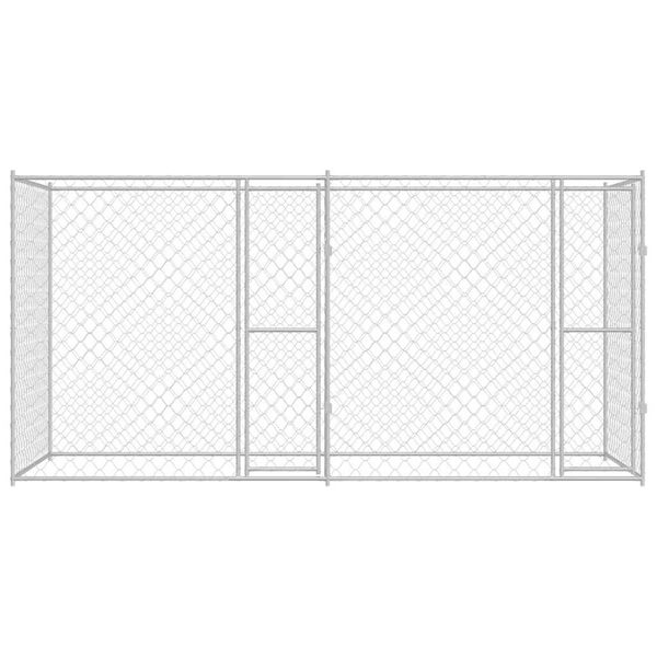 vidaXL Pasja kletka srebrna 400 x 200 x 200 cm Cinkana jeklena