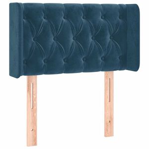 vidaXL Vzglavje z u&scaron;esi temno modro 83x16x78/88 cm žamet