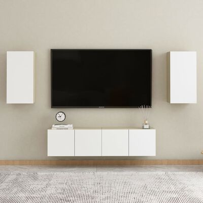vidaXL TV omarica 2 kosa bela in sonoma hrast 30,5x30x60 cm iverna pl.