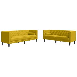vidaXL Komplet Chesterfield kavčev z vzglavniki 2-delna rumen žamet