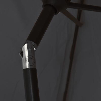 vidaXL Zunanji senčnik z LED lučkami in jeklenim drogom 300 cm črn