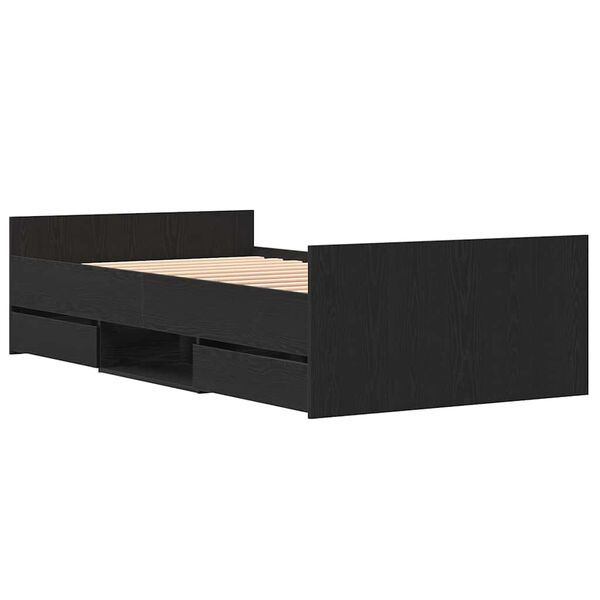 vidaXL Konstrukcija postelje Črni hrast 90 x 190 cm Konstruiran les