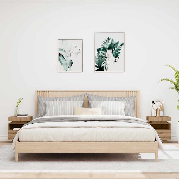 vidaXL Nočna omarica z LED lučkami 2 kosa artisan hrast 40x39x48,5 cm