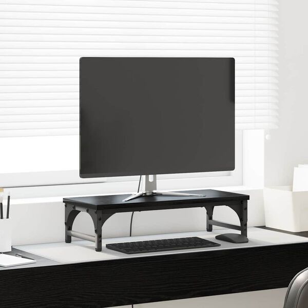 vidaXL Stojalo za monitor Črna Orehovina 55 x 23 x 14 cm
