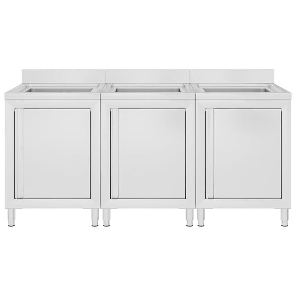 vidaXL Kuhinjska omarica za umivalnik 3 kosi nerjaveče jeklo