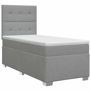vidaXL Postelja boxspring z vzmetnico Svetlo siva 80 x 200 cm Blago
