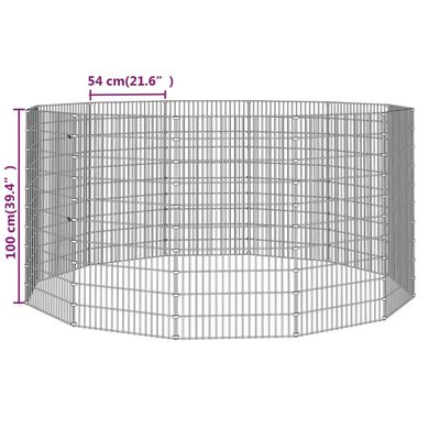 vidaXL 12-delna ograda za zajce 54x100 cm pocinkano železo