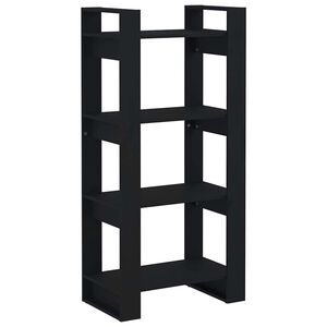 vidaXL Knjižna omara/pregrada črna 60x35x125 cm trden les