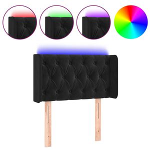 vidaXL LED posteljno vzglavje črno 83x16x78/88 cm žamet