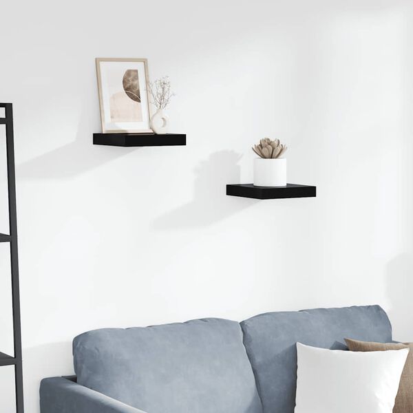 vidaXL Lebdeče police 2 kosa visok sijaj črne 23x23,5x3,8 cm MDF