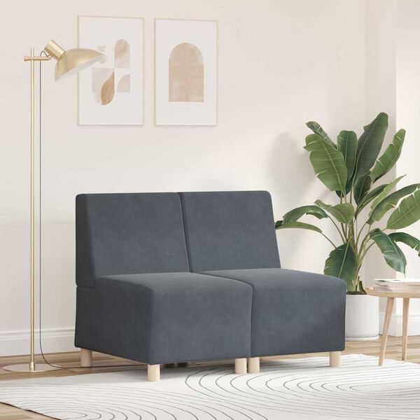 vidaXL Modularna sofa enota brez naslonov 2 pcs Temno siva