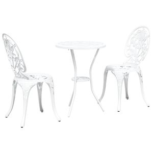 vidaXL Vrtnik Bistro Set 3 pcs Bela Aluminij