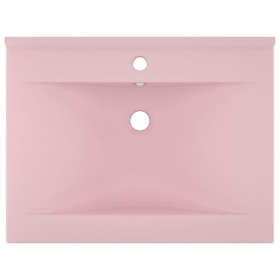 vidaXL Razkošen umivalnik z luknjo mat roza 60x46 cm keramičen