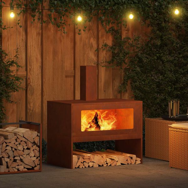 vidaXL Ogenj Rjava 80 x 50 x 96 cm Vremensko odporno jeklo