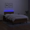 vidaXL Box spring postelja z vzmetnico LED tem. rjava 120x190 cm blago