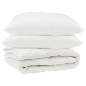 vidaXL Odeja z blazino 3 pcs Bela Mikrofibra