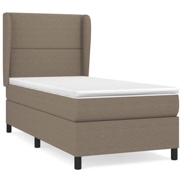 vidaXL Box spring postelja z vzmetnico taupe 90x190 cm blago
