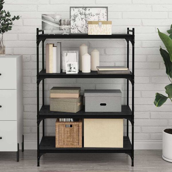 vidaXL Polica za knjige 4 pcs Črna 80 x 40 x 1,5 cm Konstruiran les