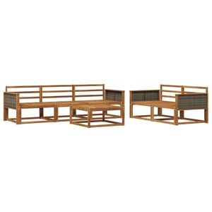 vidaXL Zunanja garnitura za sedenje 6 pcs Naravna Masiven les akacije