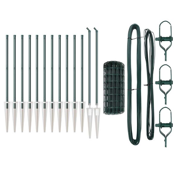 vidaXL Ograja s stebrom Zelena 0,4 x 25 m Jeklo in PVC