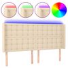 vidaXL LED posteljno vzglavje krem 163x16x118/128 cm blago