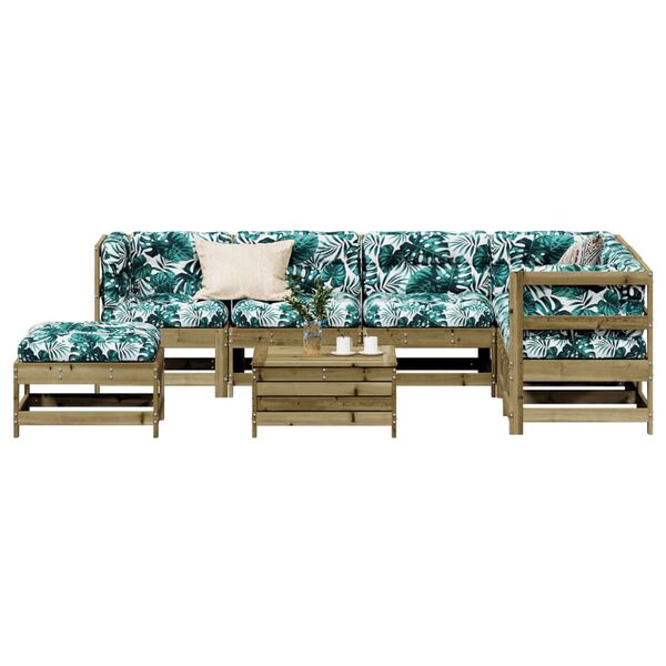 vidaXL Vrtna garnitura 8-delna z blazinami impregnirana trdna borovina