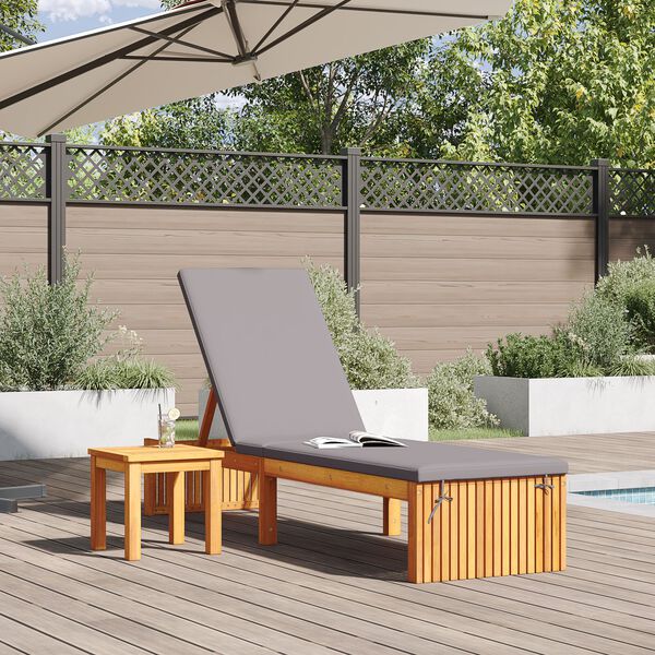 vidaXL Ležalnik z blazino Rjava 200 x 55 x 94cm Trden akacijev les