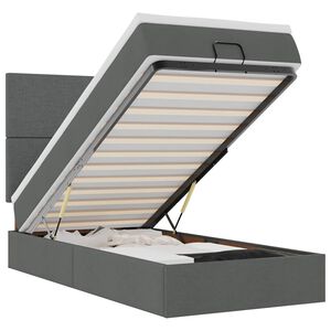 vidaXL Otomanski posteljni okvir z vzmetnico siv 100x200 cm blago