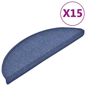 vidaXL Stopni&scaron;čne preproge 15 kosov 56x17x3 cm modre polkrožne