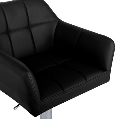 vidaXL Barski stolčki 2 kosa z naslonjali za roke črno umetno usnje