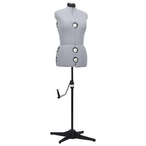 vidaXL Nastavljiva kroja&scaron;ka lutka ženska siva M velikost 40-46