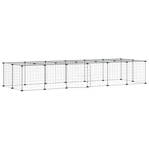 vidaXL Ograda za hi&scaron;ne ljubljenčke z 28 paneli črna 210x70x35 cm jeklo