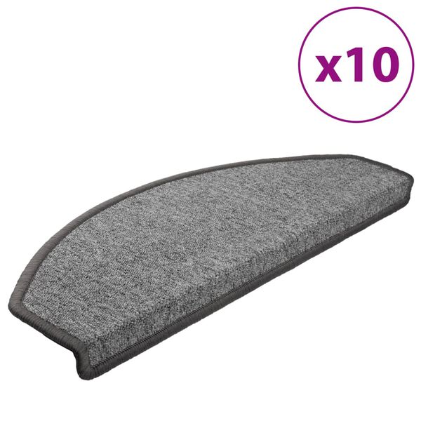vidaXL Stopni&scaron;čne preproge 10 kosov 65x24x4 cm temno sive polkrožne velike