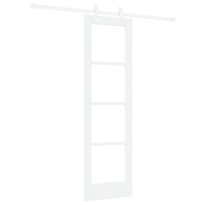 vidaXL Drsna vrata Bela 61 x 198,5 cm Trden borov les in steklo