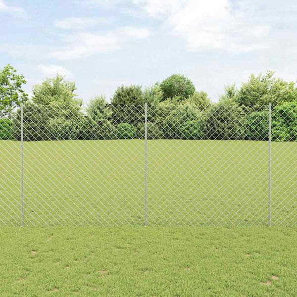 vidaXL Ograja s stebrom srebrna 1,6 x 10 m Jeklo