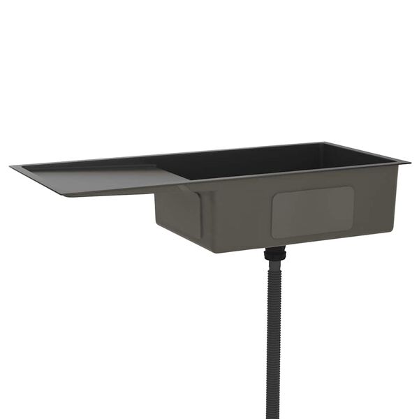 vidaXL Ročno izdelano kuhinjsko pomivalno korito črno nerjaveče jeklo