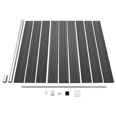 vidaXL Komplet ograjnih panelov WPC 446x(105-186) cm črn