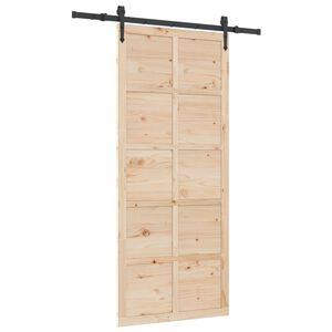vidaXL Drsna vrata Naravna 80 x 208 cm Trdna borovina