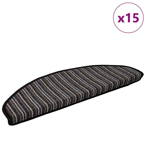 vidaXL Samolepilni stopniščni tepihi 15 pcs Antracit 65 x 21 x 4 cm